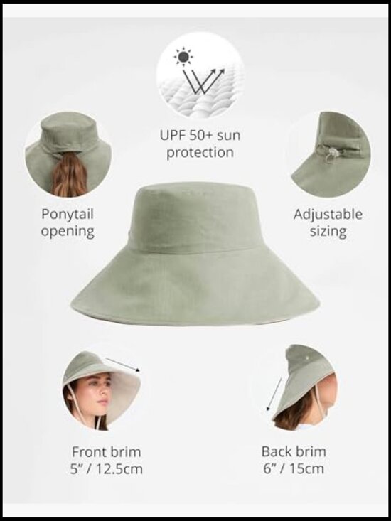 Ultra-Wide Packable Sun Hat UPF 50+ Adjustable Ponytail Hole Travel Beach main image 4